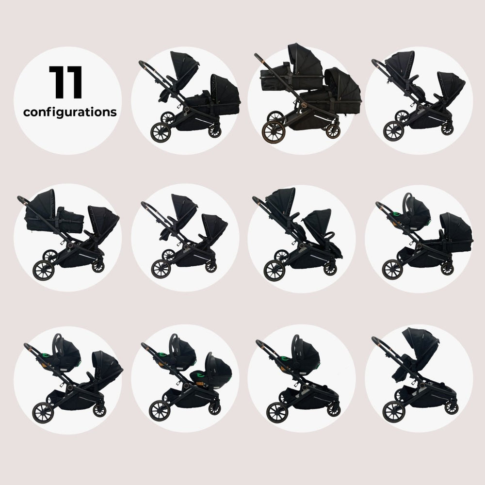 My Babiie MB33 Tandem Double Travel System - Black Leopard - For Your Little One