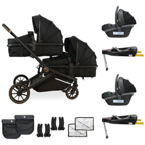 My Babiie MB33 Tandem Double Travel System 2x Car Seats / 2x Bases - Black Leopard - For Your Little One