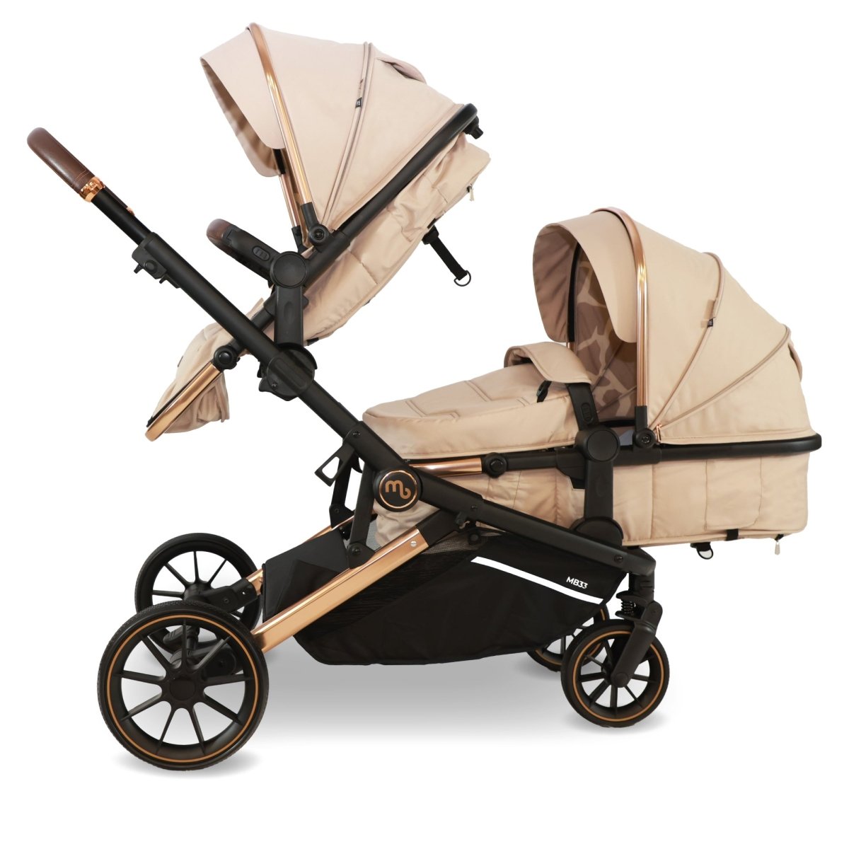 tandem double stroller travel system My Babiie MB33 Tandem Double Travel System 2x Car Seats / 2x Bases