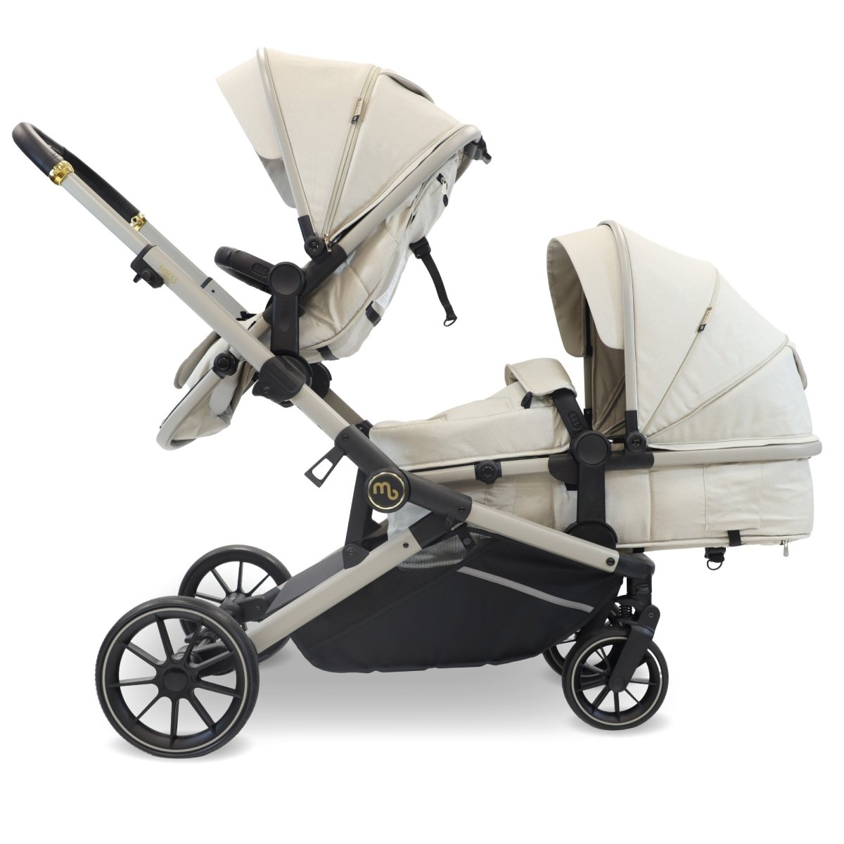 My Babiie MB33 Tandem Double Travel System 2x Car Seats / 2x Bases - Ivory - For Your Little One