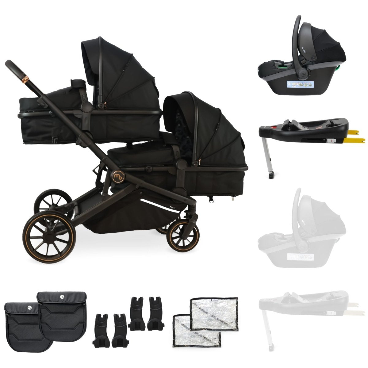 My Babiie MB33 Tandem Double Travel System And Base - Black Leopard - For Your Little One