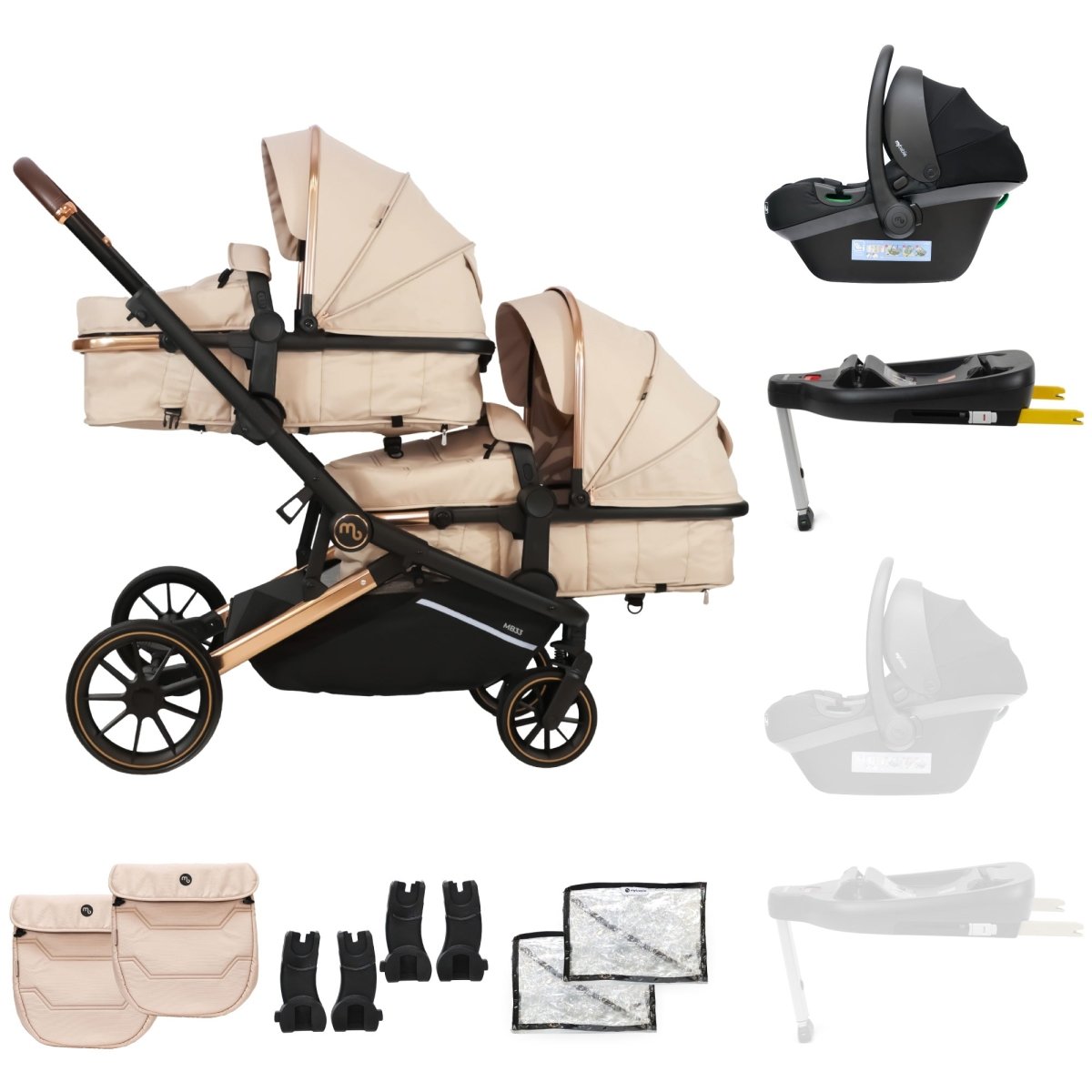 My Babiie MB33 Tandem Double Travel System And Base - Giraffe - For Your Little One