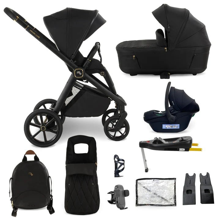 My Babiie MB450 LUXE 3 - in - 1 Travel System with Base - Black - For Your Little One