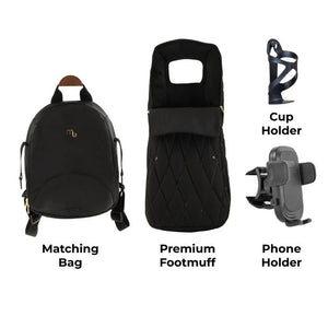 My Babiie MB450 LUXE 3 - in - 1 Travel System with Rotating Car Seat + Base - Black - For Your Little One