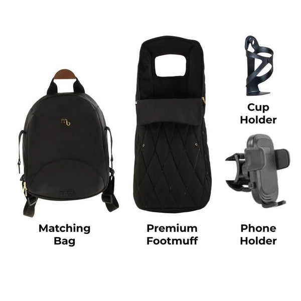 My Babiie MB450 LUXE 3 - in - 1 Travel System with Rotating Car Seat + Base - Black - For Your Little One