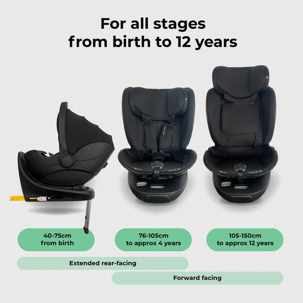 My Babiie MB450 LUXE 3 - in - 1 Travel System with Rotating Car Seat + Toddler Seat + Base - Black - For Your Little One