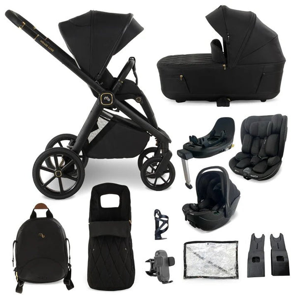 My Babiie MB450 LUXE 3 - in - 1 Travel System with Rotating Car Seat + Toddler Seat + Base - Black - For Your Little One