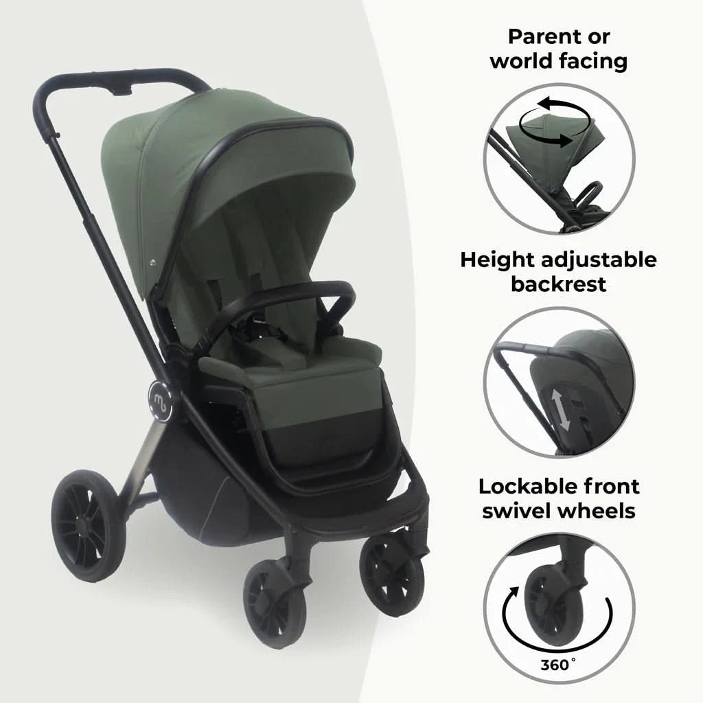 My Babiie MB450i 3 - in - 1 Travel System And Base - Forest Green - For Your Little One