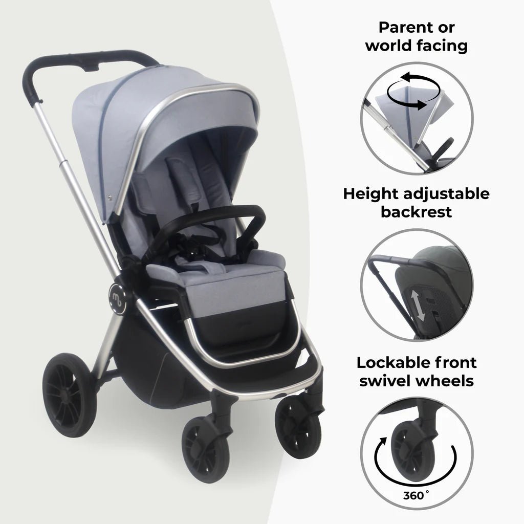 My Babiie MB450i 3 - in - 1 Travel System And Base - Steel Blue - For Your Little One