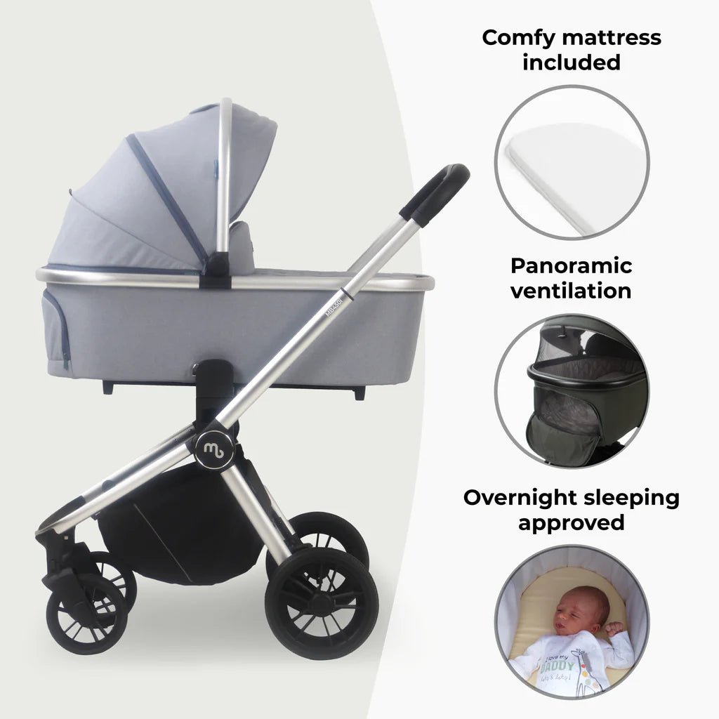 My Babiie MB450i 3 - in - 1 Travel System And Base - Steel Blue - For Your Little One