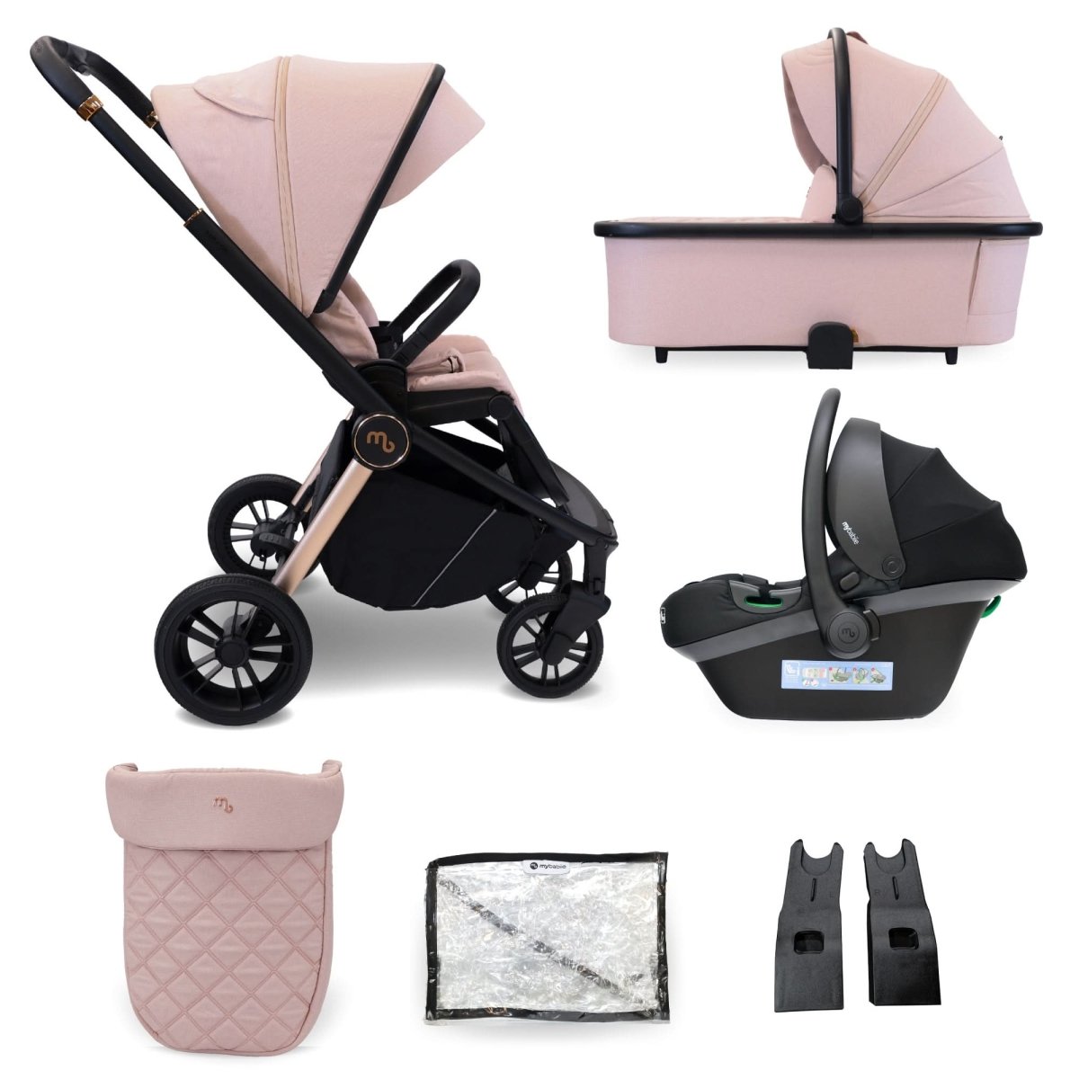 My Babiie MB450i 3 - in - 1 Travel System - Pastel Pink - For Your Little One