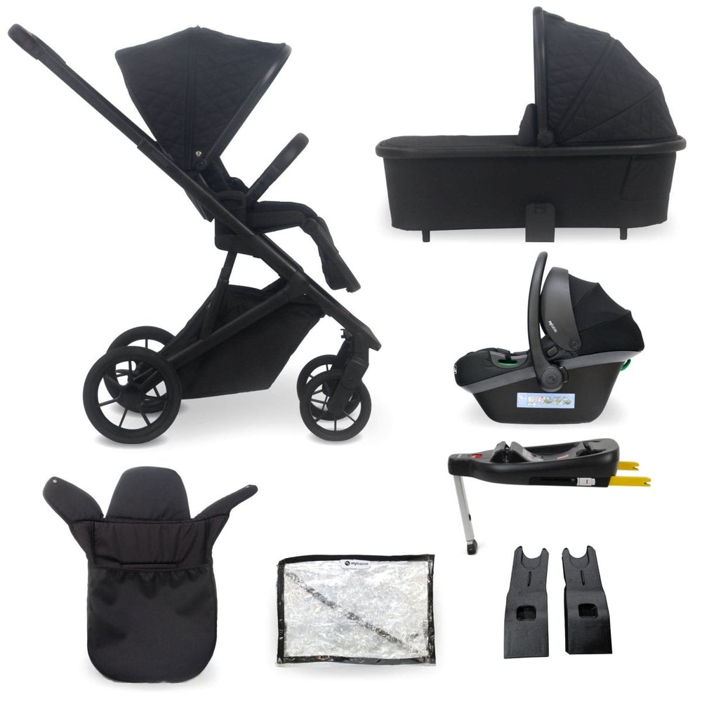My Babiie MB500i 3 - in - 1 Travel System Wiith Base - Obsidian - For Your Little One