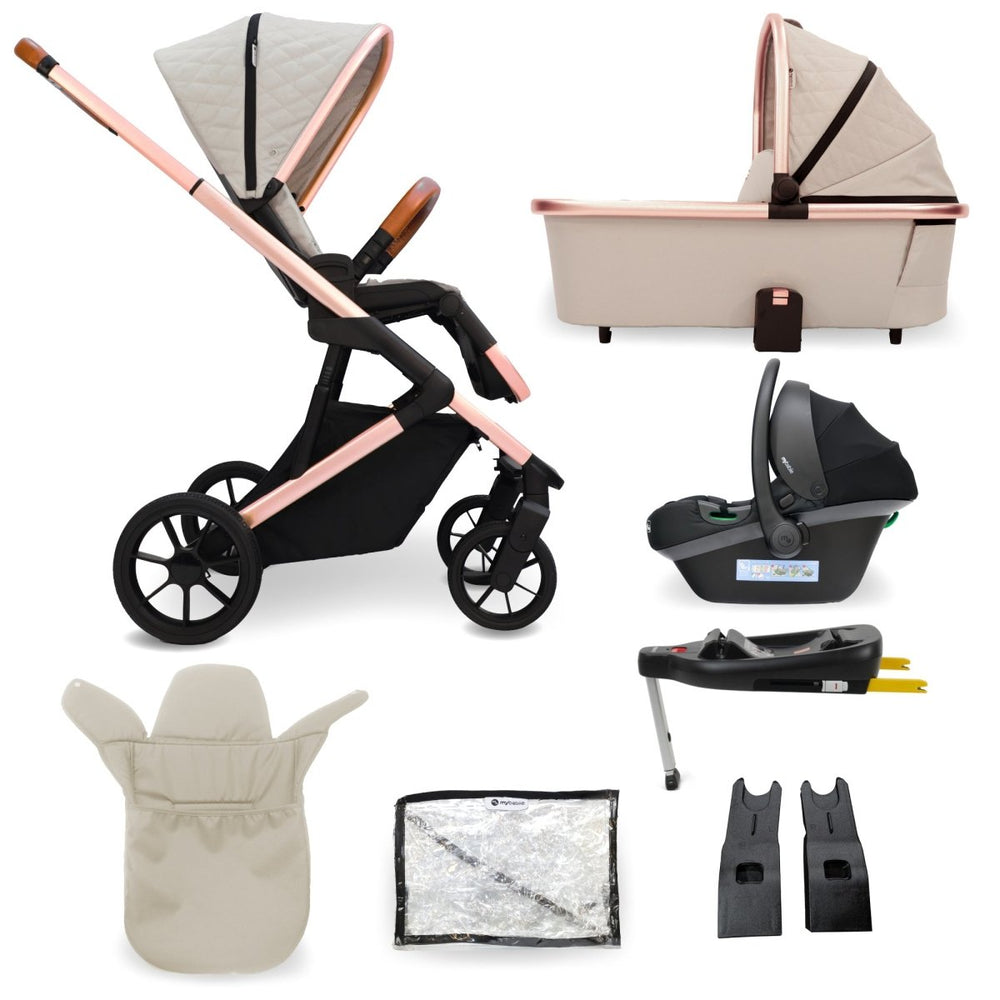 My Babiie MB500i 3 - in - 1 Travel System Wiith Base - Stone - For Your Little One