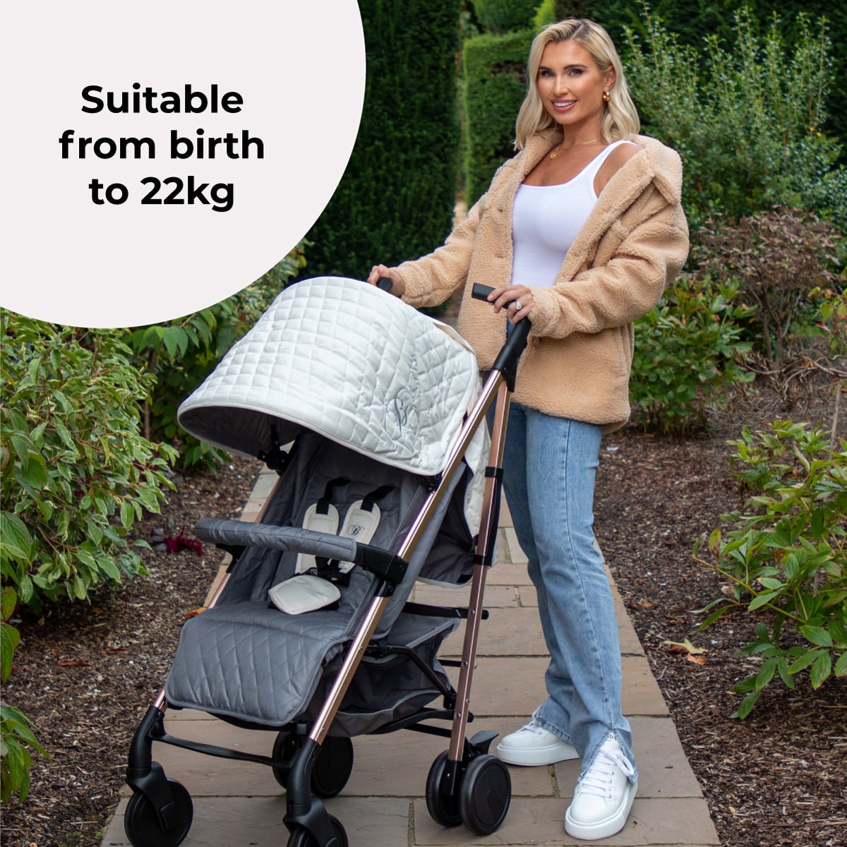 My Babiie MB51 Plus Stroller - Quilted Champagne - For Your Little One