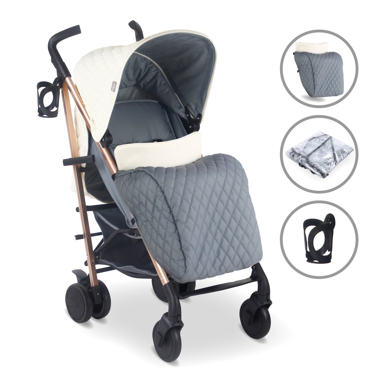 My Babiie MB51 Plus Stroller - Quilted Champagne - For Your Little One