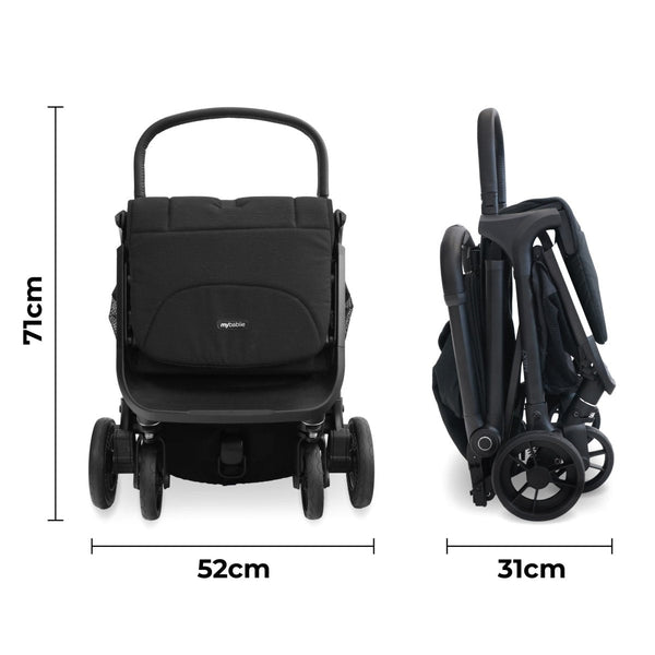 My Babiie MBX7 Plus Auto Fold Stroller - Black - For Your Little One