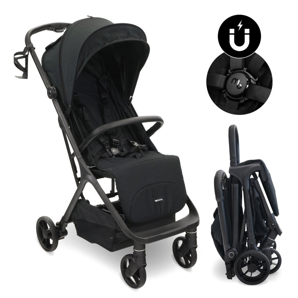 My Babiie MBX7 Plus Auto Fold Stroller - Black - For Your Little One