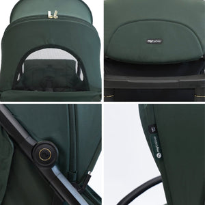 My Babiie MBX7 Plus Auto Fold Stroller - Forest Green - For Your Little One