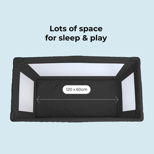 My Babiie Travel Cot - Black Quilted - For Your Little One