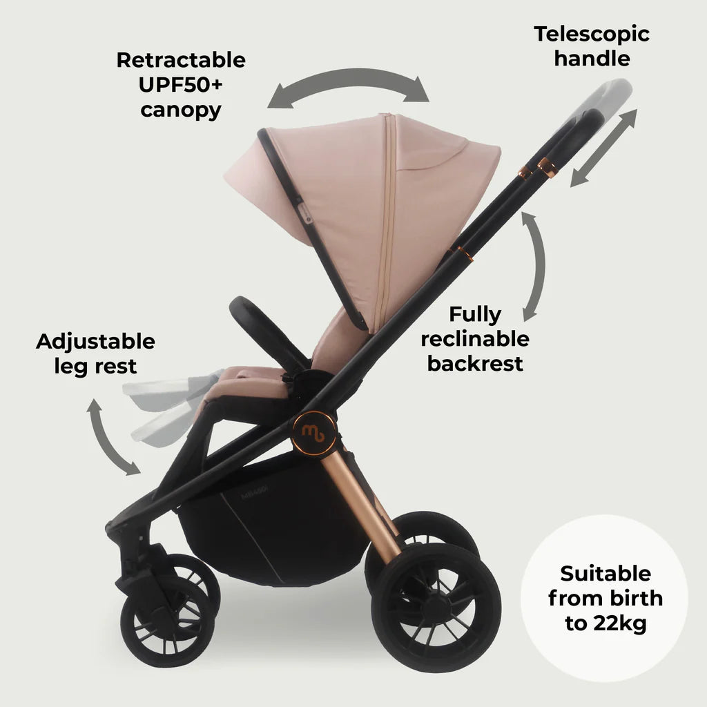 My Babiie MB450i 3-in-1 Travel System with i-Size Car Seat - Pastel Pink -  | For Your Little One
