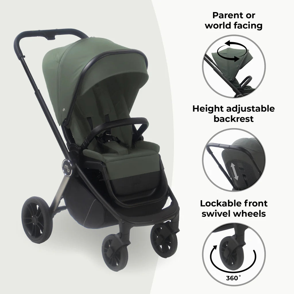 My Babiie MB450i 3-in-1 Travel System with i-Size Car Seat - Forest Green -  | For Your Little One