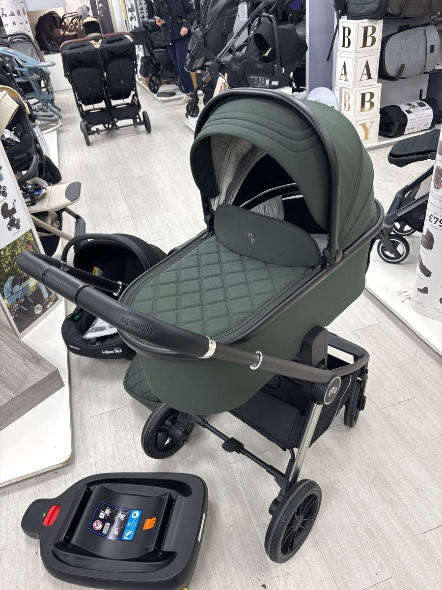 MyBabiie MB450i Travel System With I - Size car seat and base - Forest Green (Ex - Display) - For Your Little One