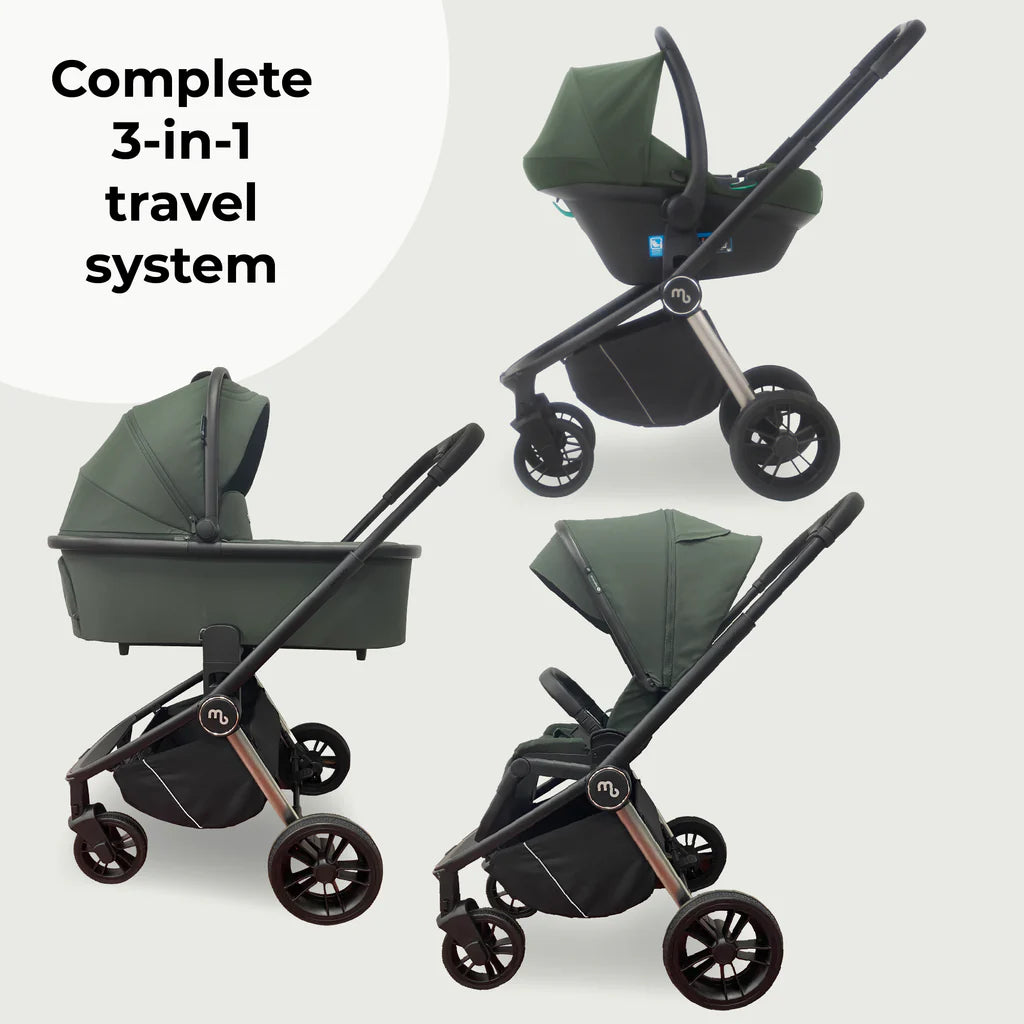 My Babiie MB450i 3-in-1 Travel System with i-Size Car Seat - Forest Green -  | For Your Little One
