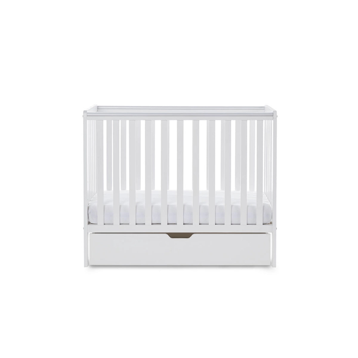 Obaby Bantam Space Saver Cot, Under Drawer + Fibre Mattress - White -  | For Your Little One