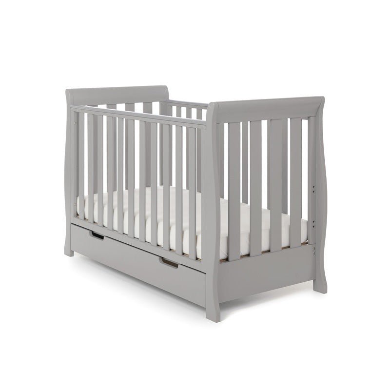 OBABY STAMFORD MINI COT BED & MOISTURE MANAGEMENT MATTRESS - WARM GREY -  | For Your Little One