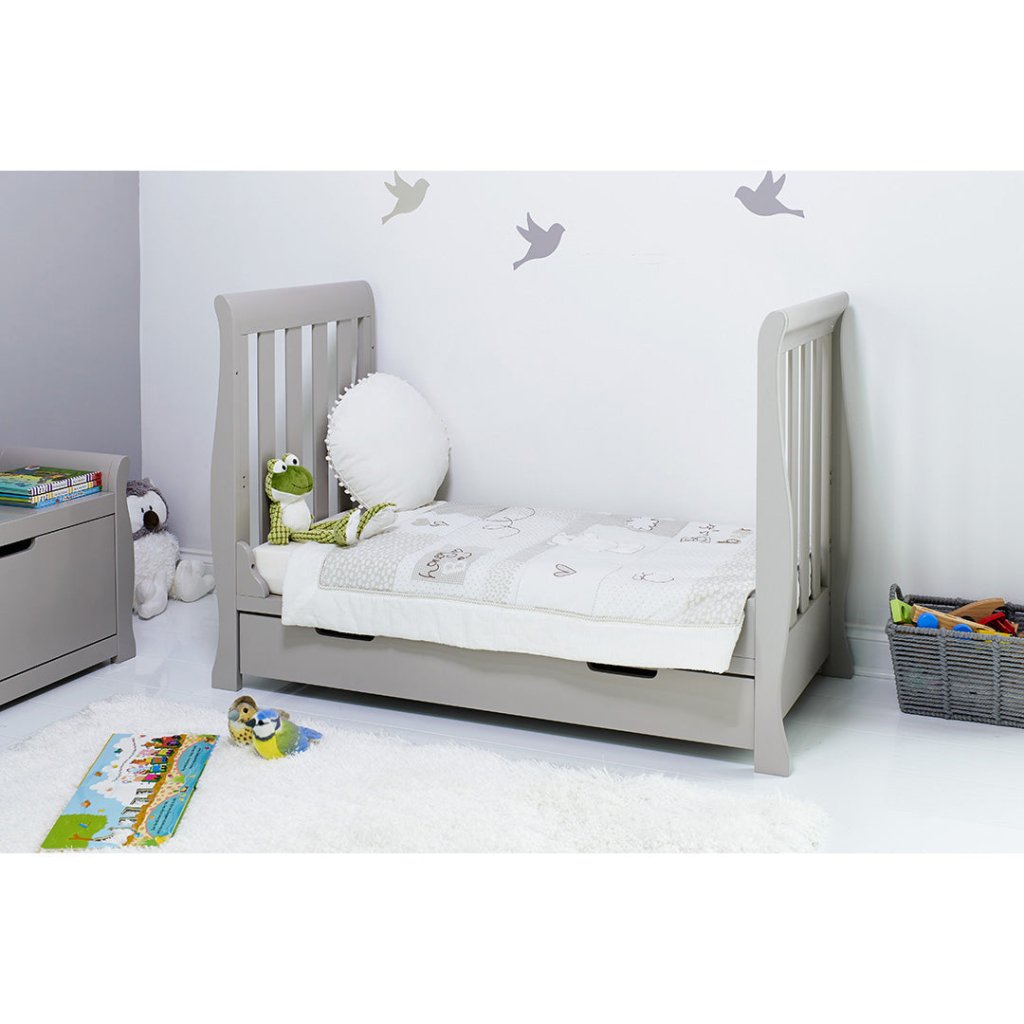 OBABY STAMFORD MINI COT BED & MOISTURE MANAGEMENT MATTRESS - WARM GREY -  | For Your Little One