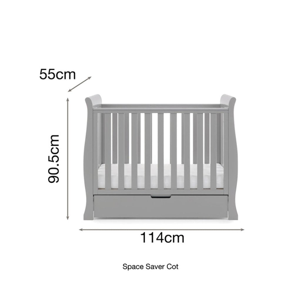 Obaby Stamford Space Saver Cot + Sprung Mattress - Warm Grey -  | For Your Little One