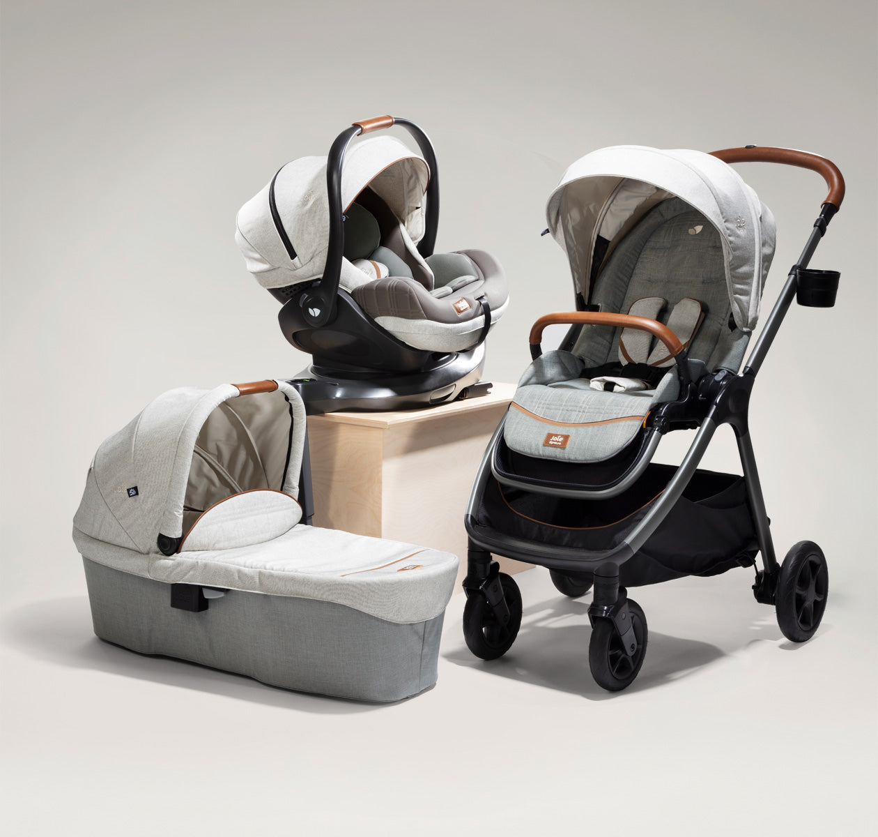 Joie Finiti Flex Travel Ready Bundle Oyster (w/Ramble XL Carrycot, i-Level Recline, i-Base Encore) -  | For Your Little One