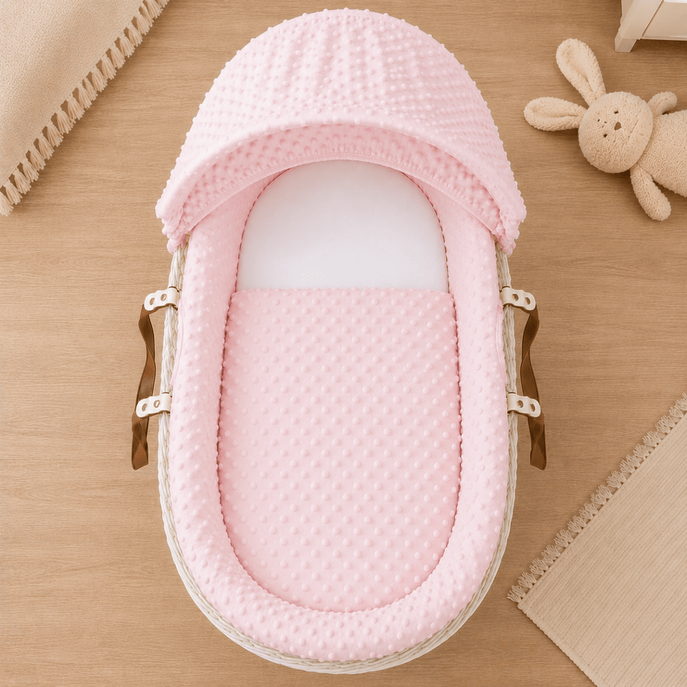 Pink Dimple Moses Basket Bedding Set - For Your Little One