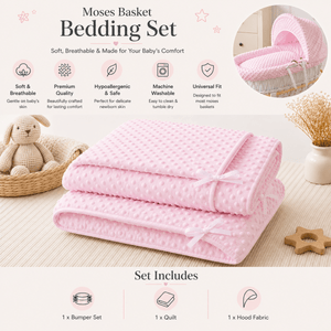 Pink Dimple Moses Basket Bedding Set - For Your Little One