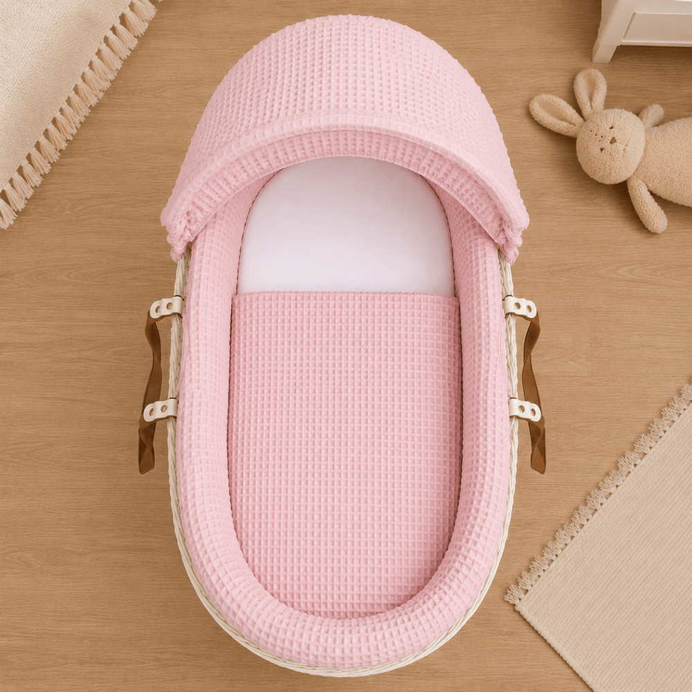 Pink Waffle Moses Basket Bedding Set - For Your Little One