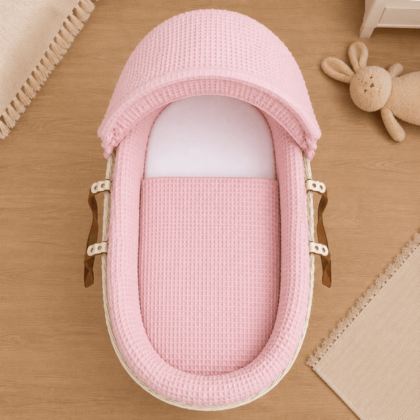 Pink Waffle Moses Basket Bedding Set - For Your Little One