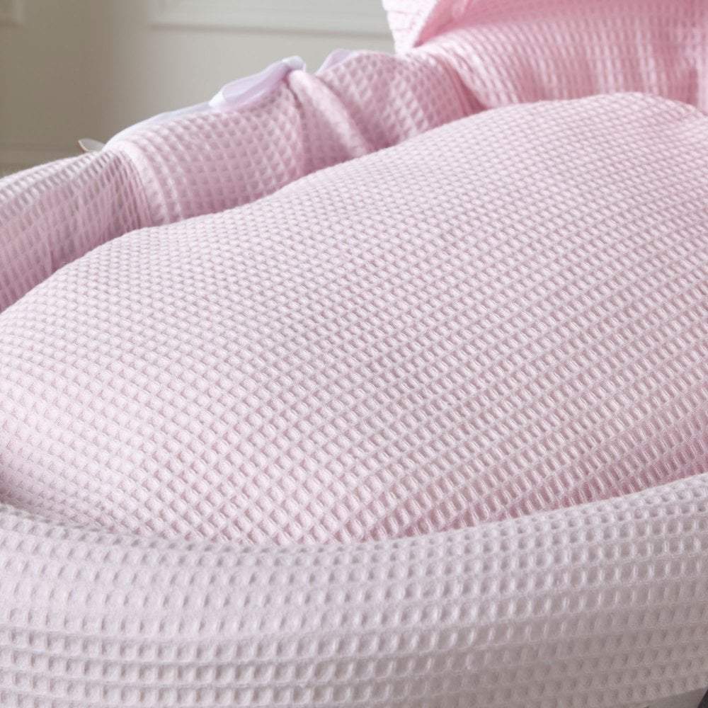 Pink Waffle Moses Basket Bedding Set