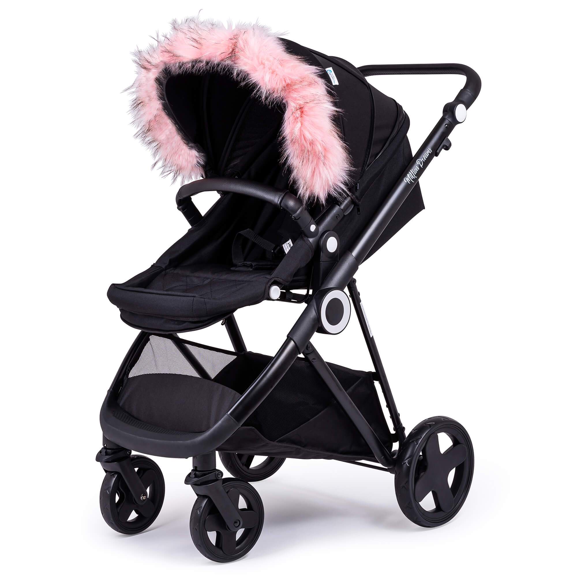 Black and pink pram deals