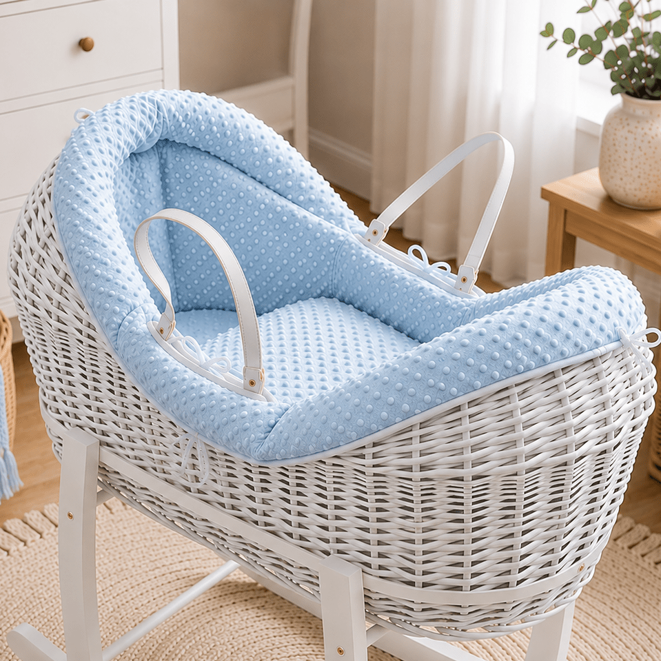 Pod Blue Dimple Moses Basket Bedding Set (Basket Not Included!) - For Your Little One