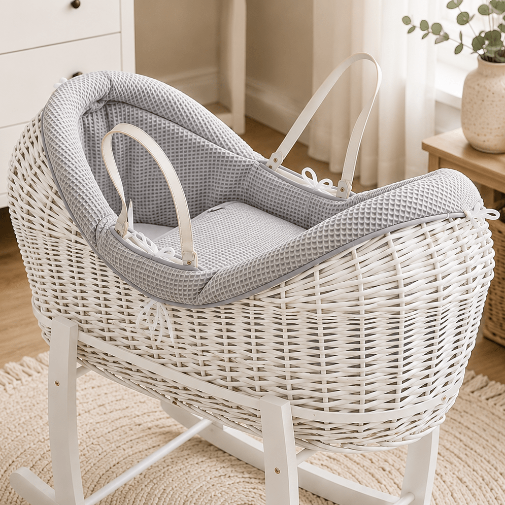 Pod Grey Waffle Moses Basket Bedding Set - For Your Little One