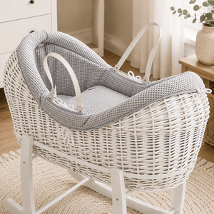 Pod Grey Waffle Moses Basket Bedding Set - For Your Little One