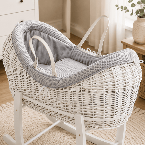 Pod Grey Waffle Moses Basket Bedding Set - For Your Little One