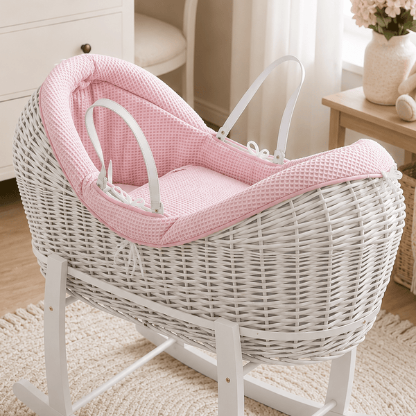 Pod Pink Waffle Moses Basket Bedding Set - For Your Little One