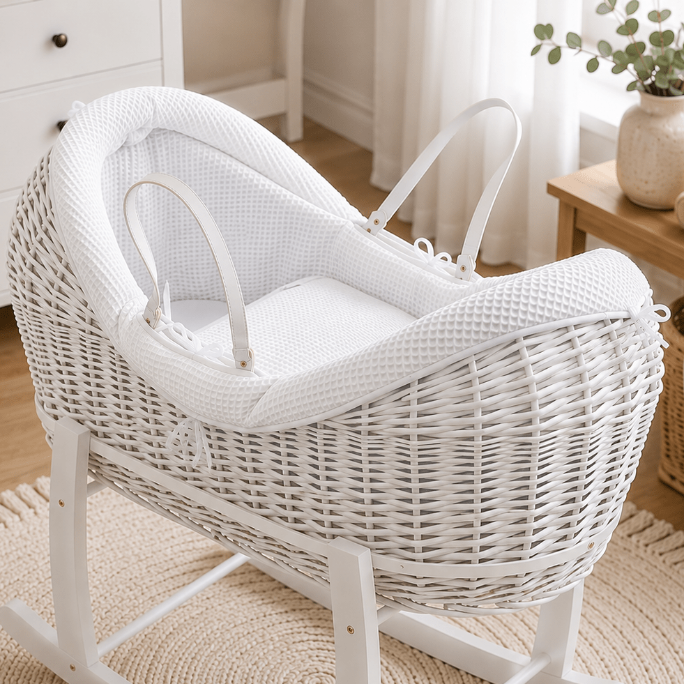 Pod White Waffle Moses Basket Bedding Set - For Your Little One
