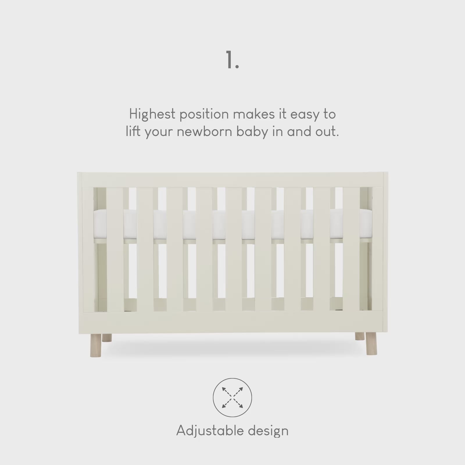 Cuddleco Harper Cot Bed - Cream & Ash