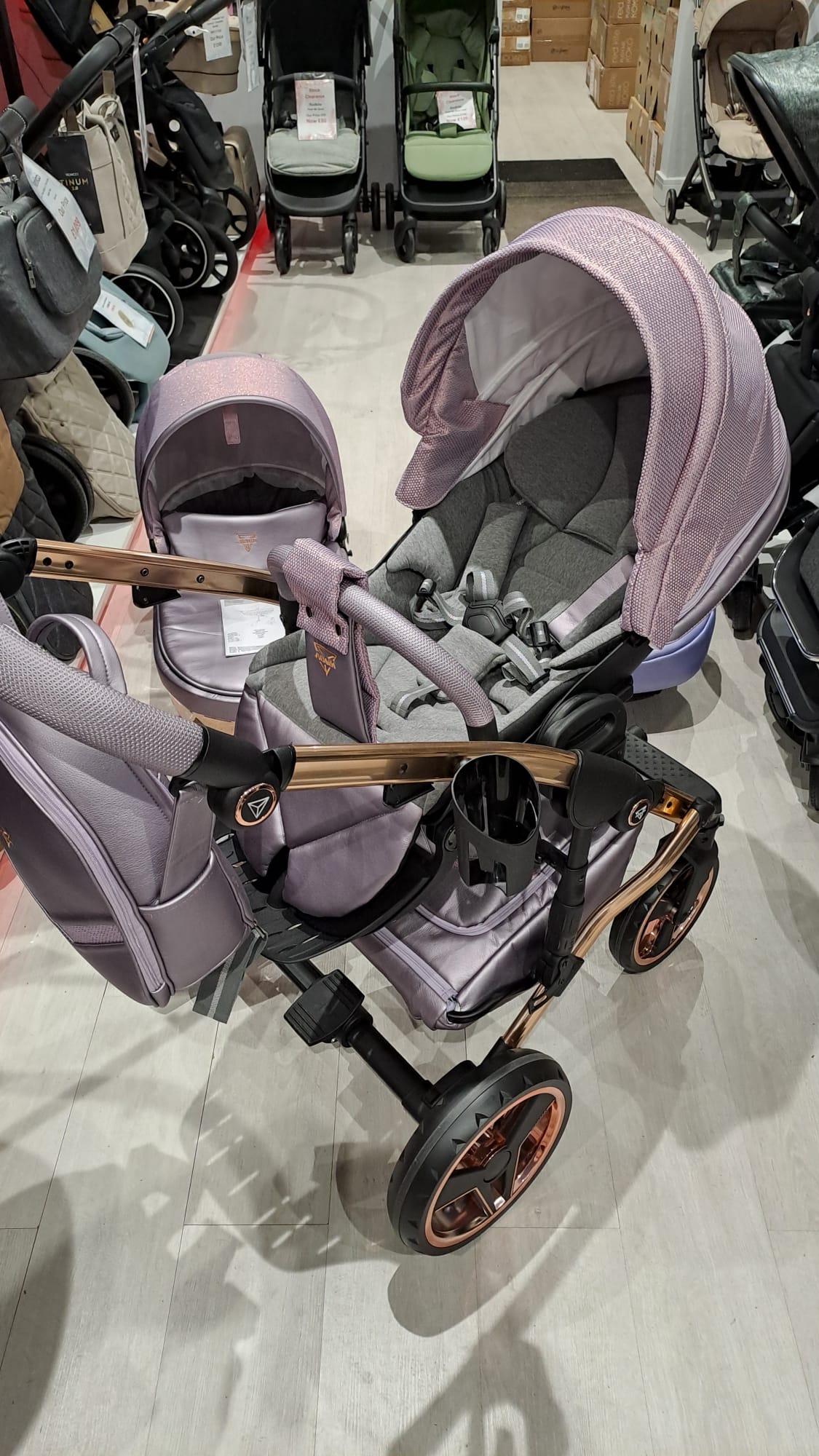 Junama Dolce 3 In 1 Travel System - Lilac / Rose Gold **Showroom Display**