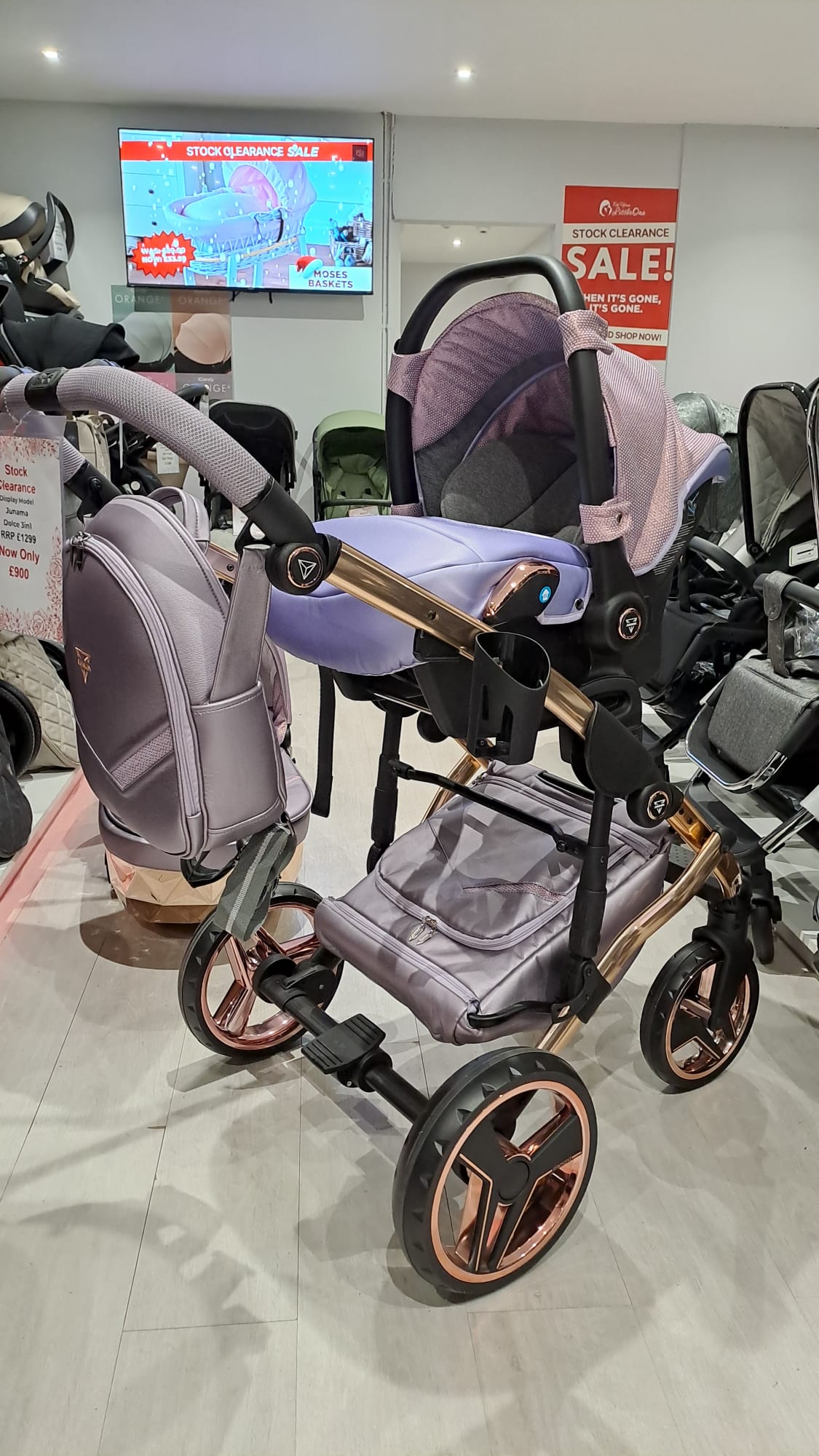 Junama Dolce 3 In 1 Travel System - Lilac / Rose Gold **Showroom Display**