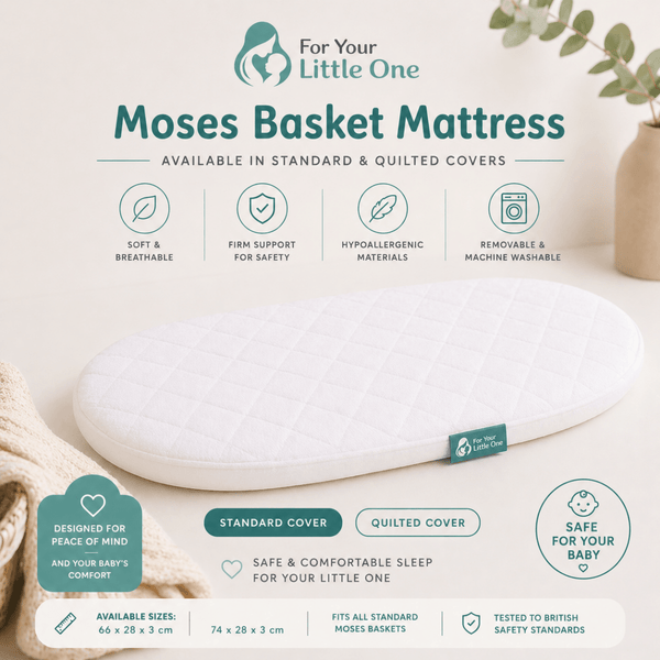 Quilted Moses Basket Mattress 66 x 28 x 3 cm - For Your Little One