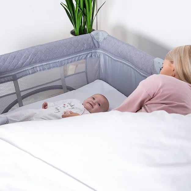 Red Kite Dreamer Bedside Crib - Quilt Grey - For Your Little One