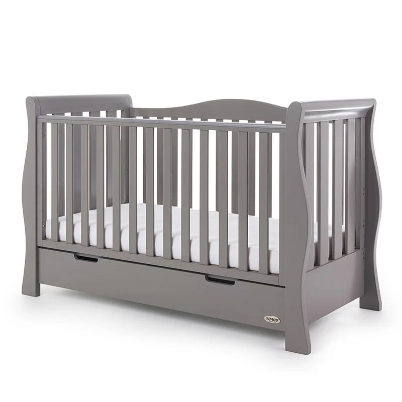 Obaby Stamford Sleigh Luxe Cot Bed - Taupe Grey -  | For Your Little One
